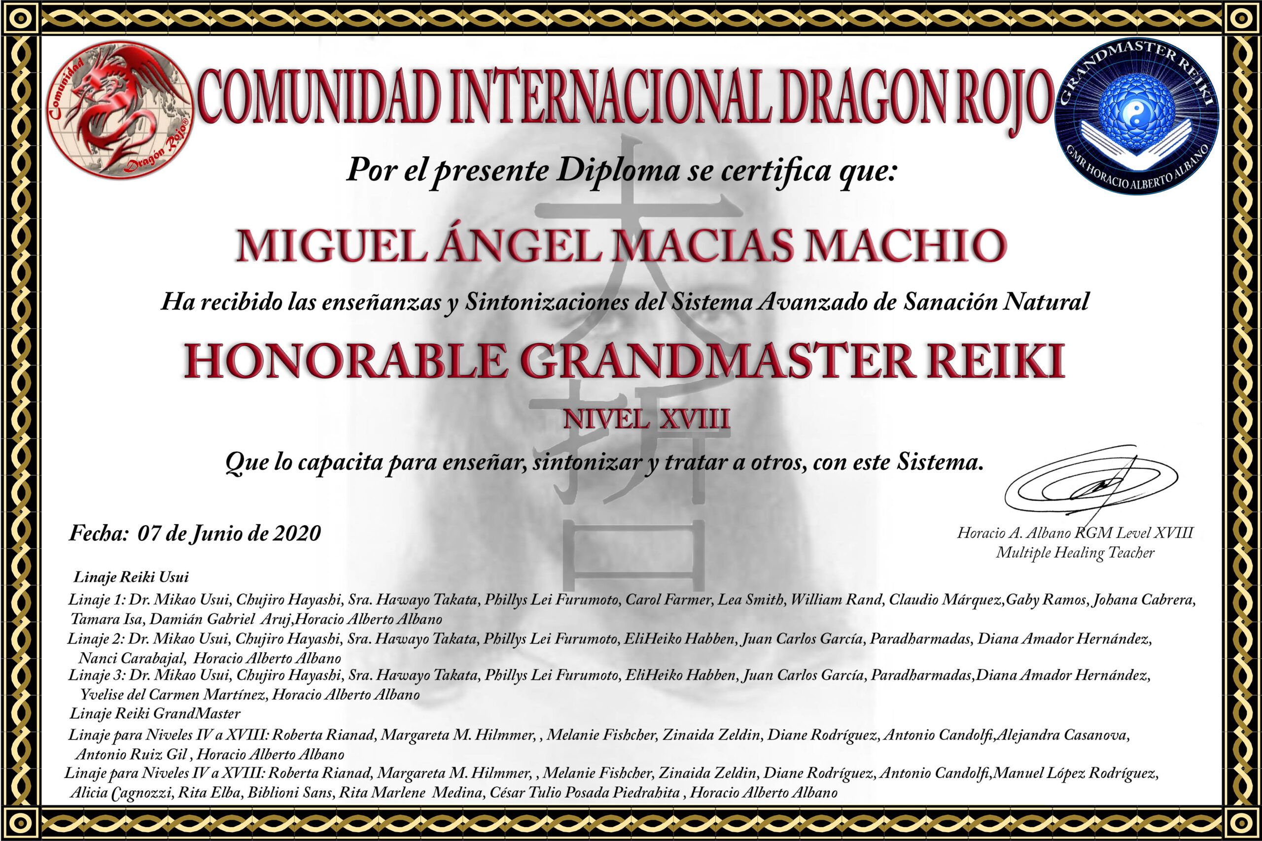 Honorable GrandMaster Reiki