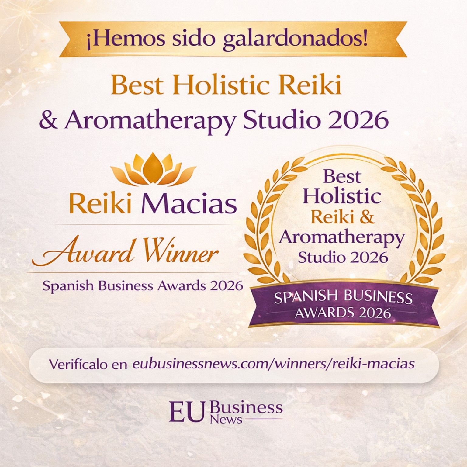 Reiki Macías premiado como Best Holistic Reiki & Aromatherapy Studio 2026